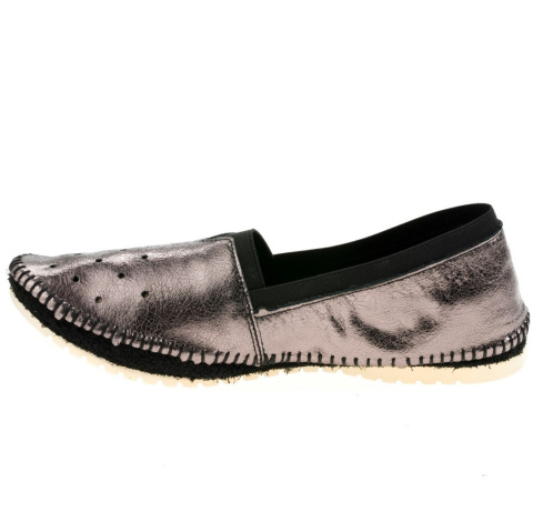 Espadryle damskie Maciejka 03472-20/00-0 platino włoska skóra szyte cholewki Espadryle damskie Maciejka 03472-20/00-0 platino włoska skóra szyte cholewki