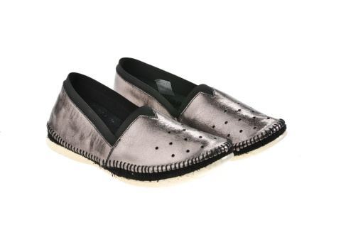 Espadryle damskie Maciejka 03472-20/00-0 platino włoska skóra szyte cholewki Espadryle damskie Maciejka 03472-20/00-0 platino włoska skóra szyte cholewki