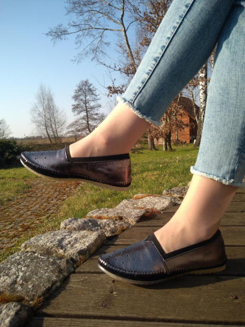 Espadryle damskie Maciejka 03472-20/00-0 platino włoska skóra szyte cholewki Espadryle damskie Maciejka 03472-20/00-0 platino włoska skóra szyte cholewki