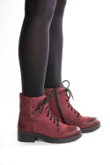 Botki damskie Stella 4032 bordo-16, bordo-17 nubukowa skóra ozdobne ćwieki zamek w cholewce
