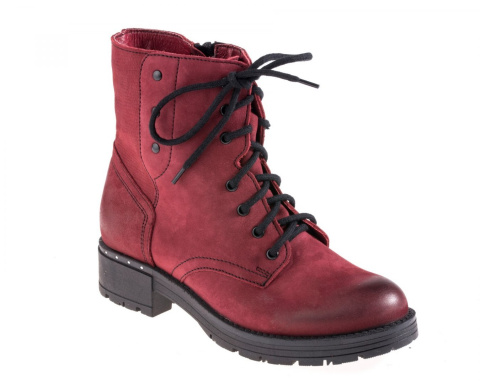 Botki damskie Stella 4032 bordo-16, bordo-17 nubukowa skóra ozdobne ćwieki zamek w cholewce Botki damskie Stella 4032 bordo-16, bordo-17 nubukowa skóra ozdobne ćwieki zamek w cholewce