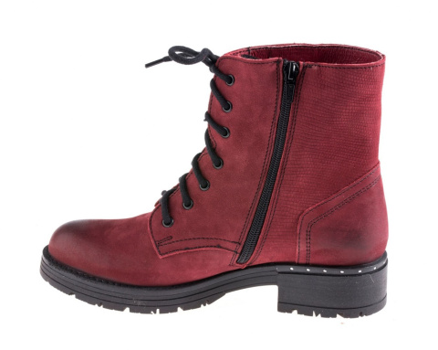 Botki damskie Stella 4032 bordo-16, bordo-17 nubukowa skóra ozdobne ćwieki zamek w cholewce Botki damskie Stella 4032 bordo-16, bordo-17 nubukowa skóra ozdobne ćwieki zamek w cholewce