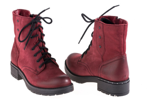 Botki damskie Stella 4032 bordo-16, bordo-17 nubukowa skóra ozdobne ćwieki zamek w cholewce Botki damskie Stella 4032 bordo-16, bordo-17 nubukowa skóra ozdobne ćwieki zamek w cholewce