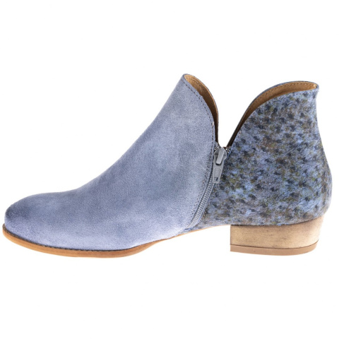 Botki damskie Maciejka 04091-34/00-5 jeans skóra nubukowa zapinane na suwak mozaika w tylej częsci cholewki Botki damskie Maciejka 04091-34/00-5 jeans skóra nubukowa zapinane na suwak mozaika w tylej częsci cholewki