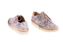 Espadryle damskie Maciejka 02936-38/00-5 popiel kwiaty i liść włoska skóra oryginalne spody