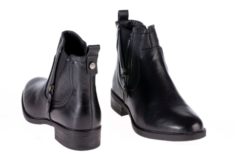 Botki damskie Sabatina DM22-224 black dwa suwaki Botki damskie Sabatina DM22-224 black dwa suwaki