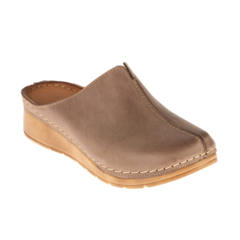 Klapki damskie Stella 922 cappucino-12 skóra nubukowa bez wycięć Klapki damskie Stella 922 cappucino-12 skóra nubukowa bez wycięć