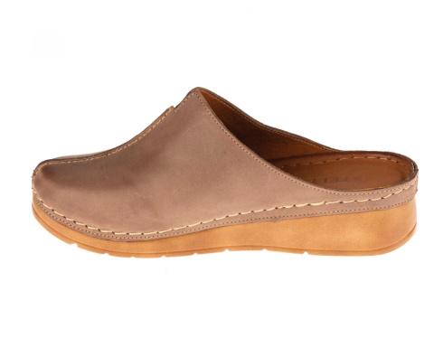 Klapki damskie Stella 922 cappucino-12 skóra nubukowa bez wycięć Klapki damskie Stella 922 cappucino-12 skóra nubukowa bez wycięć