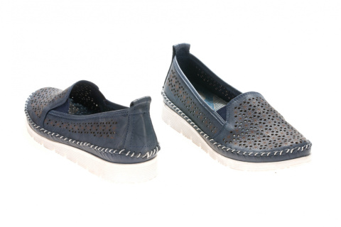 Espadryle damskie ze skóry Sokolski BK W21-344 granatowy piękny ozdobny szew i mięciutka wkładka Espadryle damskie ze skóry Sokolski BK W21-344 granatowy piękny ozdobny szew i mięciutka wkładka