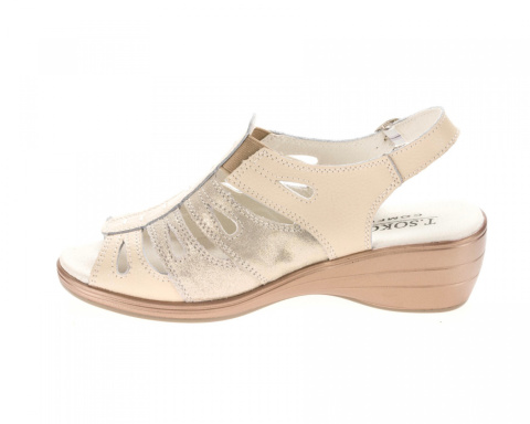 Sandały damskie Sokolski CL L20-02 beige/si skóra wycięcia lekkie Sandały damskie Sokolski CL L20-02 beige/si skóra wycięcia lekkie