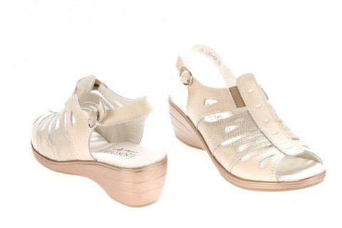 Sandały damskie Sokolski CL L20-02 beige/si skóra wycięcia lekkie Sandały damskie Sokolski CL L20-02 beige/si skóra wycięcia lekkie