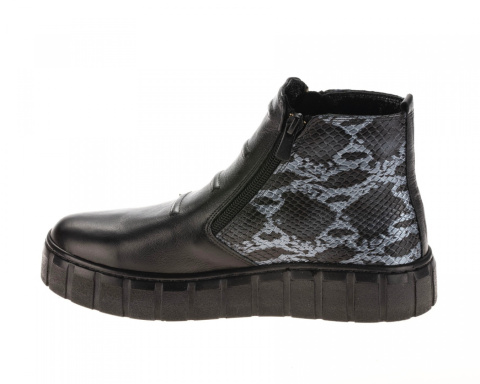 Botki damskie Sokolski AMI Z21-412 blk S dwa suwaki ciekawa skóra modna podeszwa Botki damskie Sokolski AMI Z21-412 blk S dwa suwaki ciekawa skóra modna podeszwa