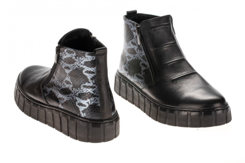 Botki damskie Sokolski AMI Z21-412 blk S dwa suwaki ciekawa skóra modna podeszwa Botki damskie Sokolski AMI Z21-412 blk S dwa suwaki ciekawa skóra modna podeszwa