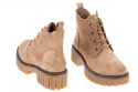 Botki damskie Sergio Leone TR 766 camel zamsz suwak z boku cholewki sznurówka