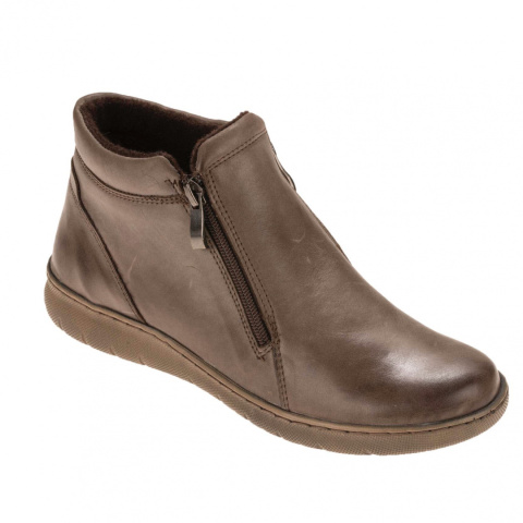 Botki damskie Stella 4017 brąz-66 miękka skóra dwa suwaki w cholewce Botki damskie Stella 4017 brąz-66 miękka skóra dwa suwaki w cholewce