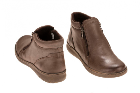Botki damskie Stella 4017 brąz-66 miękka skóra dwa suwaki w cholewce Botki damskie Stella 4017 brąz-66 miękka skóra dwa suwaki w cholewce