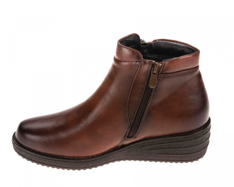 Botki damskie sabatina DM 22-52 brown niewysoka koturna dwa suwaki w cholewce Botki damskie sabatina DM 22-52 brown niewysoka koturna dwa suwaki w cholewce