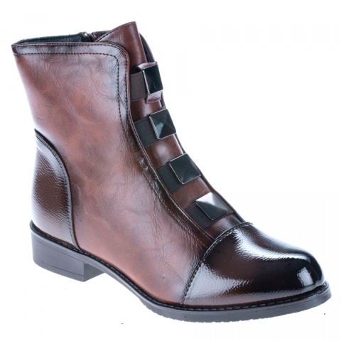 Botki damskie sabatina DM 25-03 brown gustowne ozdoby z przodu cholewki Botki damskie sabatina DM 25-03 brown gustowne ozdoby z przodu cholewki