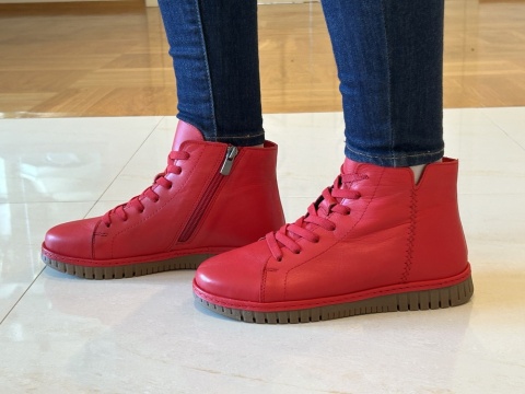 Botki damskie Ravini 23661 kirmizi/malinowy/