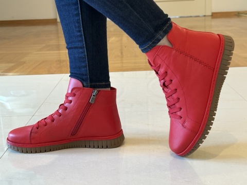 Botki damskie Ravini 23661 kirmizi/malinowy/