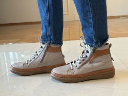 Botki damskie Ravini vt66 silver grey-tan/beż/