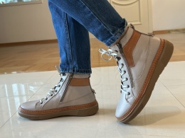 Botki damskie Ravini vt66 silver grey-tan/beż/