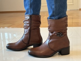 Botki damskie Sabatina DM 25-B01l brąz skóra