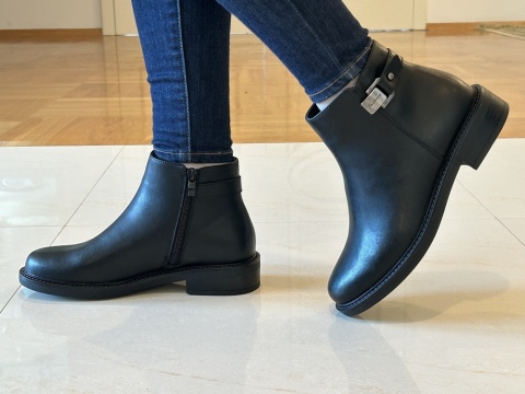 Botki damskie skórzane Sergio Leone BT 25244-s czarny skóra