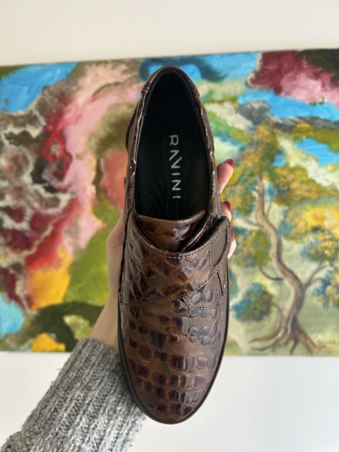 Półbuty damskie Ravini 1197504 zn croco nut/brązowy/