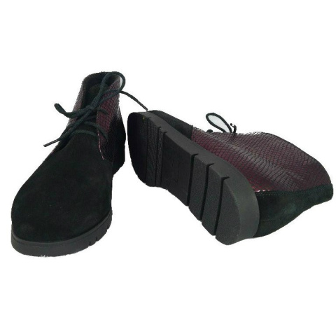 Botki damskie Carsona 61555 metal tita czarny+bordo Botki damskie Carsona 61555 metal tita czarny+bordo
